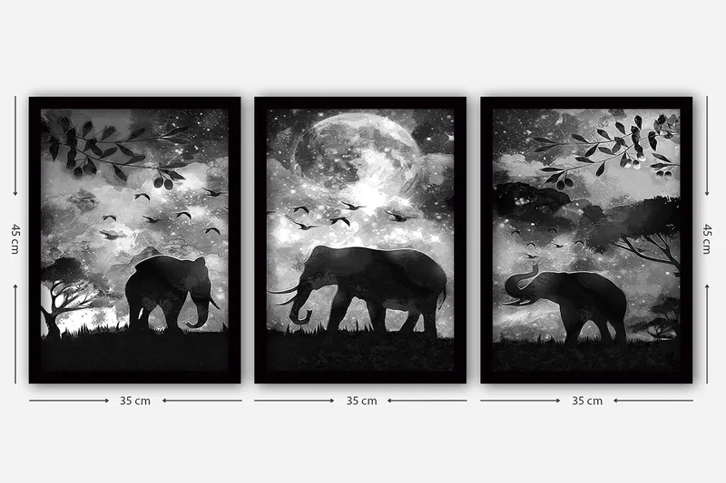 Dekorativ inramad målning 3-Delar 35x45 cm - Flerfärgad - Inredning & dekor - Tavlor & konst - Canvastavla