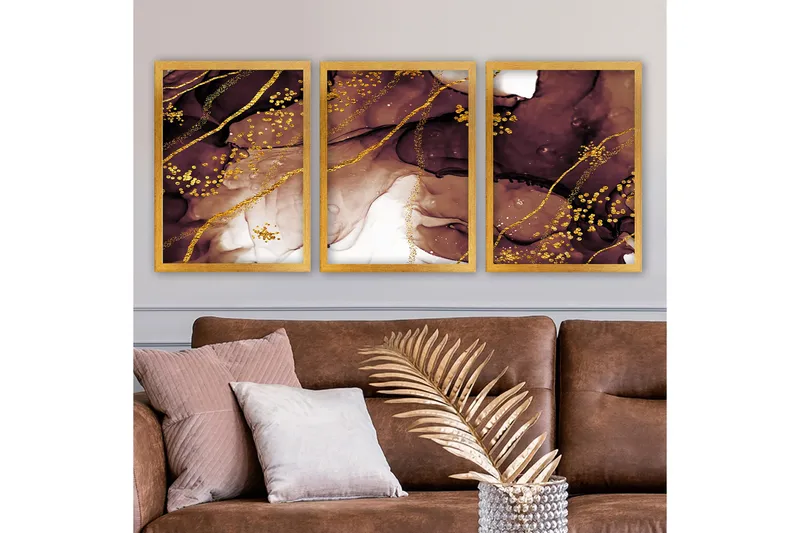 Dekorativ inramad målning 3-Delar 35x45 cm, Flerfärgad