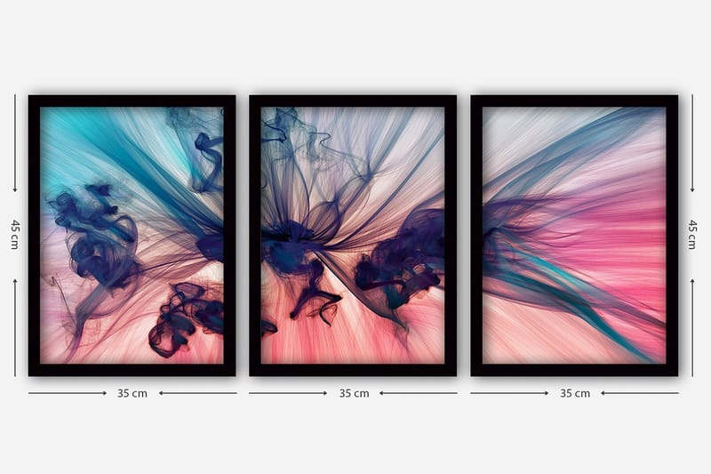 Dekorativ inramad målning 3-Delar 35x45 cm - Flerfärgad - Inredning & dekor - Tavlor & konst - Canvastavla
