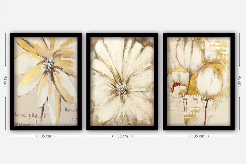 Dekorativ inramad målning 3-Delar 35x45 cm - Flerfärgad - Inredning & dekor - Tavlor & konst - Canvastavla