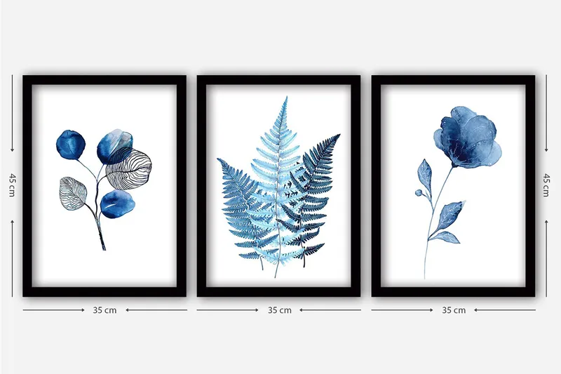 Dekorativ inramad målning 3-Delar 35x45 cm - Flerfärgad - Inredning & dekor - Tavlor & konst - Canvastavla