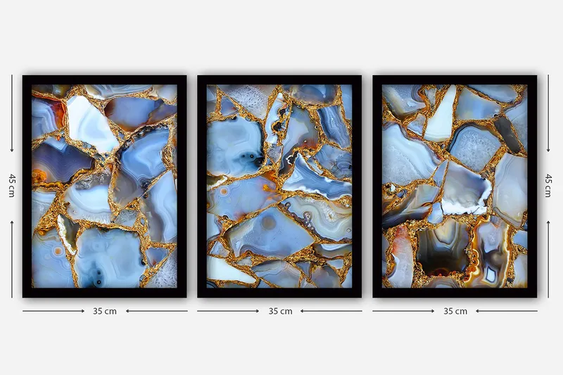 Dekorativ inramad målning 3-Delar 35x45 cm - Flerfärgad - Inredning & dekor - Tavlor & konst - Canvastavla