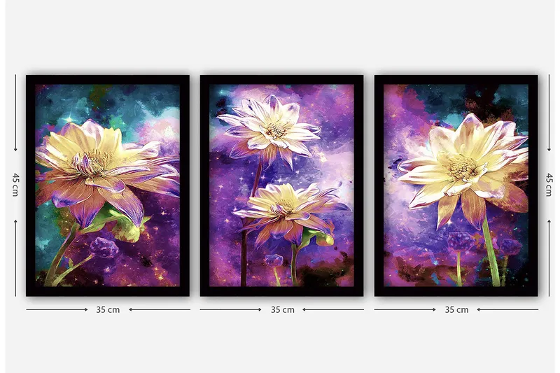 Dekorativ inramad målning 3-Delar 35x45 cm - Flerfärgad - Inredning & dekor - Tavlor & konst - Canvastavla