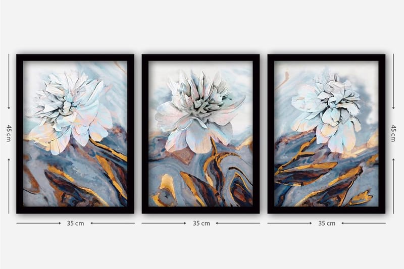Dekorativ inramad målning 3-Delar 35x45 cm - Flerfärgad - Inredning & dekor - Tavlor & konst - Canvastavla