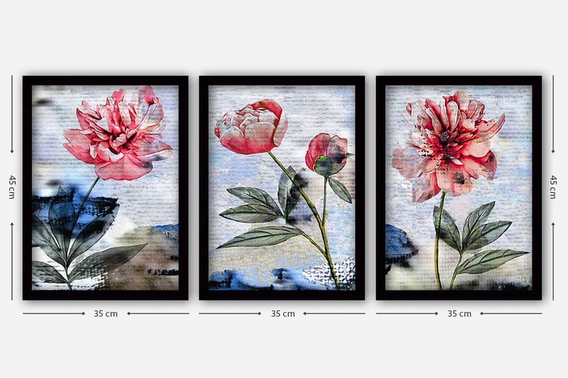 Dekorativ inramad målning 3-Delar 35x45 cm - Flerfärgad - Inredning & dekor - Tavlor & konst - Canvastavla
