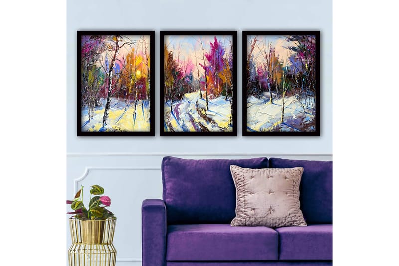 DEKORATIV INRAMAD målning 3-Delar 35x45 - Inredning & dekor - Tavlor & konst - Canvastavla