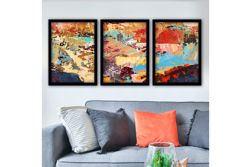 DEKORATIV INRAMAD målning 3-Delar 35x45 - Inredning & dekor - Tavlor & konst - Canvastavla