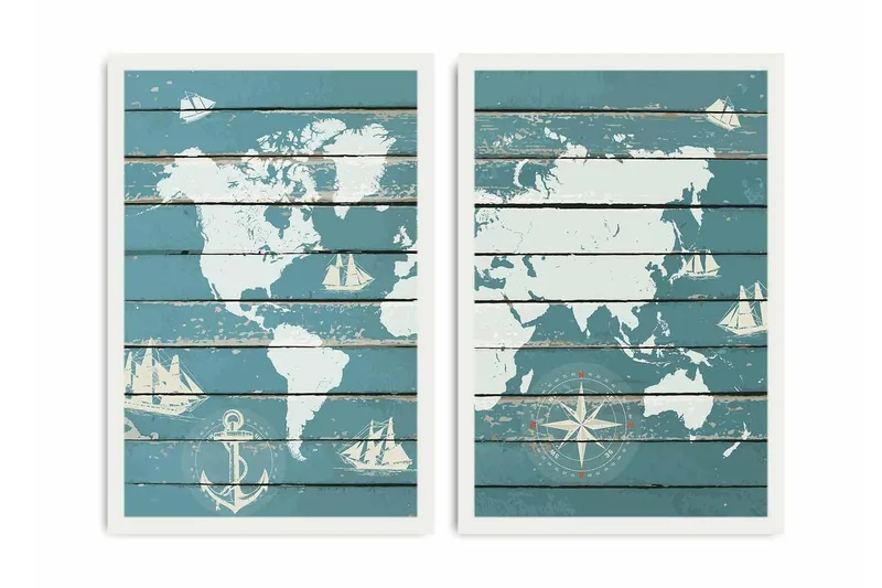 Dekorativ MDF-målning 2 Delar - Flerfärgad - Inredning & dekor - Tavlor & konst - Canvastavla