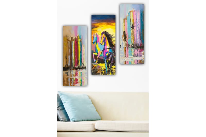 DEKORATIV MDF-MÅLNING 3-Delar 20x50 cm - Inredning & dekor - Tavlor & konst - Canvastavla