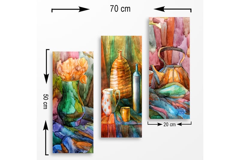 DEKORATIV MDF-MÅLNING 3-Delar 20x50 cm - Canvastavla