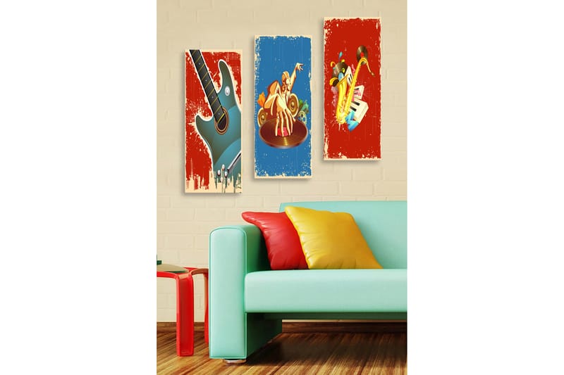 DEKORATIV MDF-MÅLNING 3-Delar 20x50 cm - Inredning & dekor - Tavlor & konst - Canvastavla