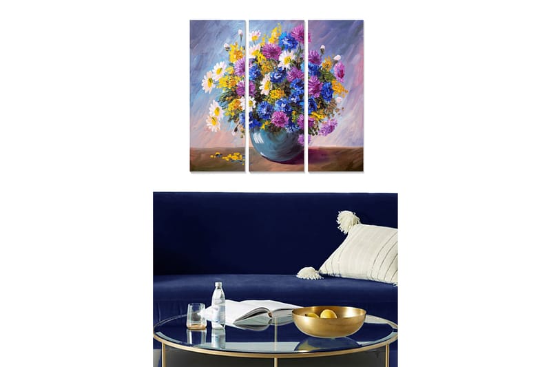 DEKORATIV MDF-MÅLNING 3-Delar 20x50 cm - Inredning & dekor - Tavlor & konst - Canvastavla