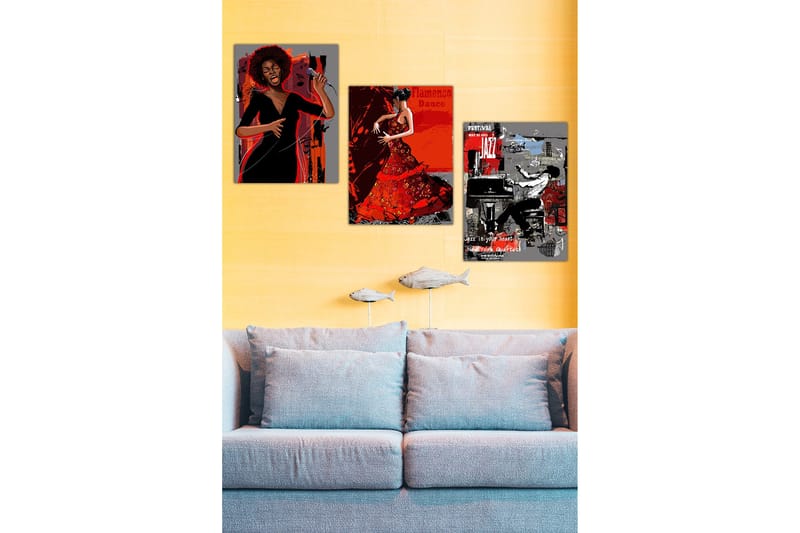 Dekorativ MDF-målning 3-Delar 30x40 cm, Flerfärgad