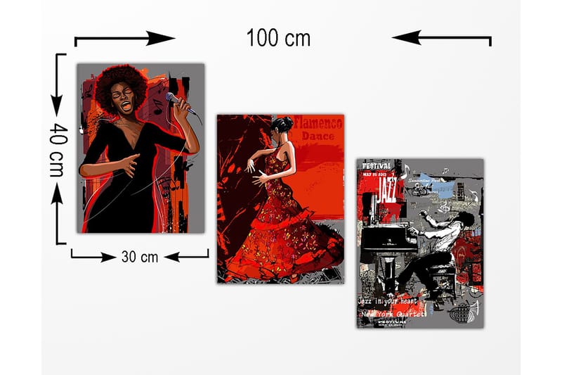 Dekorativ MDF-målning 3-Delar 30x40 cm - Flerfärgad - Inredning & dekor - Tavlor & konst - Canvastavla
