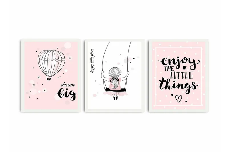 Dekorativ MDF-målning 3 Delar - Flerfärgad - Inredning & dekor - Tavlor & konst - Canvastavla