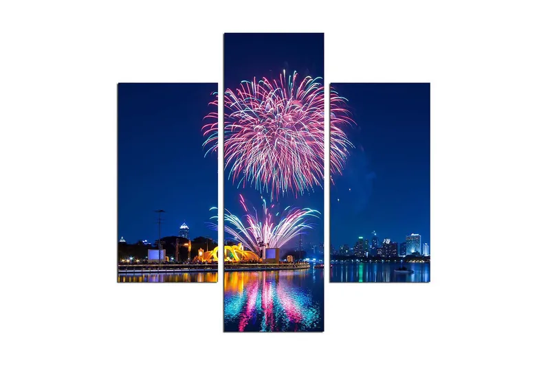 Dekorativ MDF-målning 3 Delar, Flerfärgad