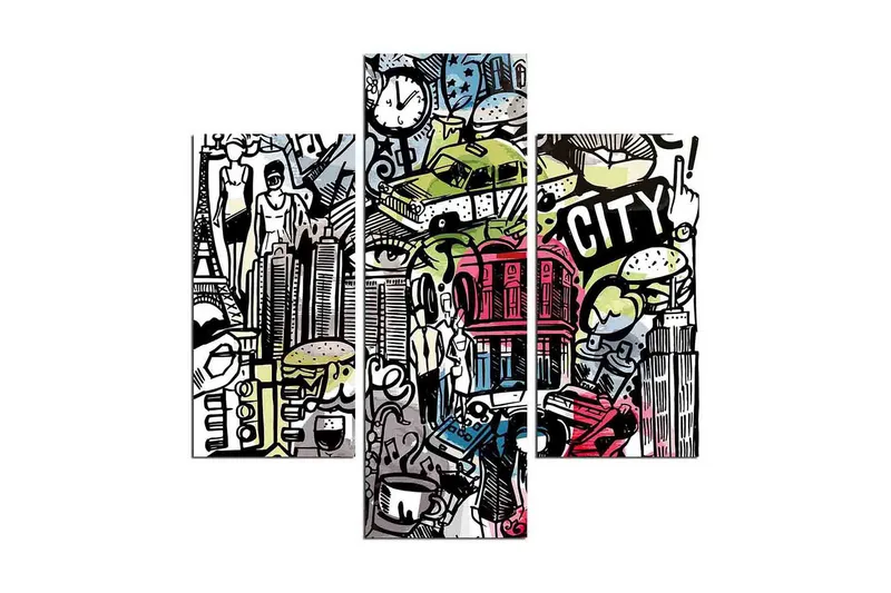 Dekorativ MDF-målning 3 Delar - Flerfärgad - Inredning & dekor - Tavlor & konst - Canvastavla