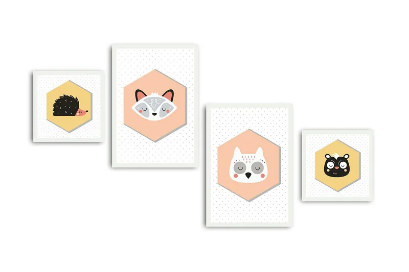 Dekorativ MDF-målning 4 Delar - Flerfärgad - Inredning & dekor - Tavlor & konst - Canvastavla