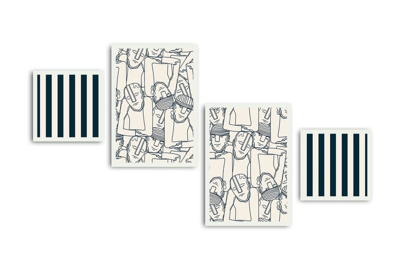 Dekorativ MDF-målning 4 Delar - Flerfärgad - Inredning & dekor - Tavlor & konst - Canvastavla