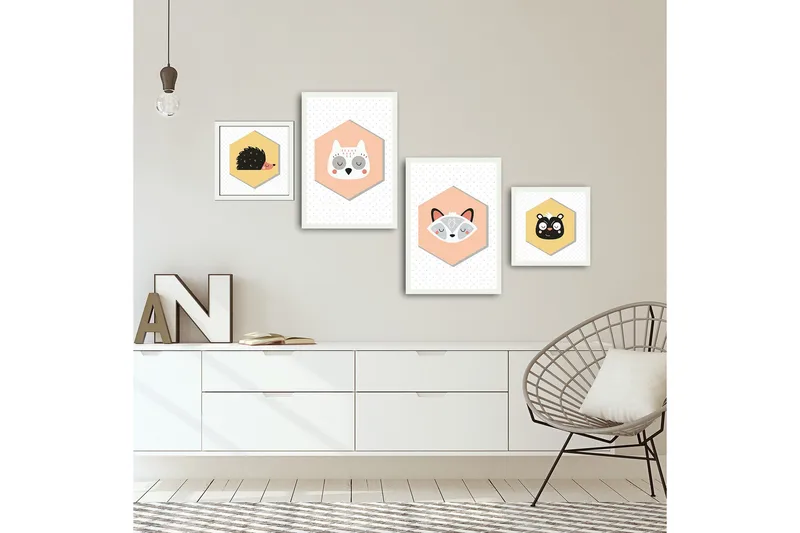 Dekorativ MDF-målning 4 Delar - Flerfärgad - Inredning & dekor - Tavlor & konst - Canvastavla