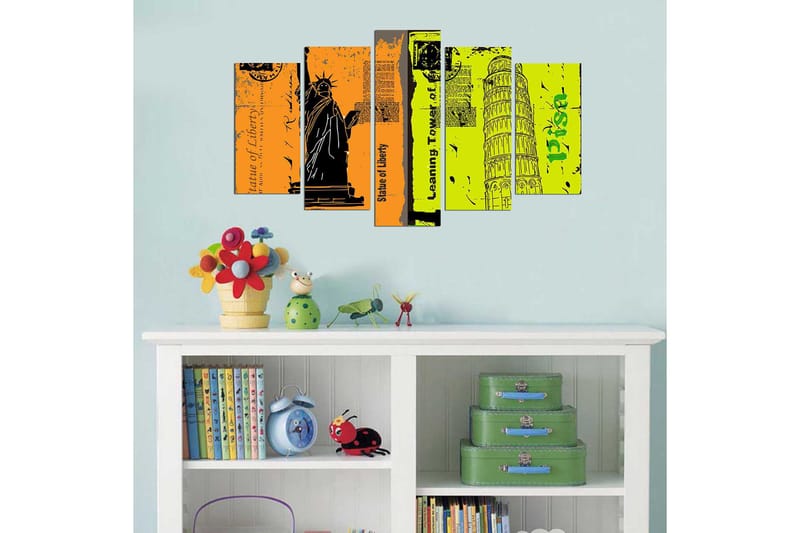 DEKORATIV MDF-MÅLNING 5-Delar 20x60 cm Flerfärgad - Inredning & dekor - Tavlor & konst - Canvastavla