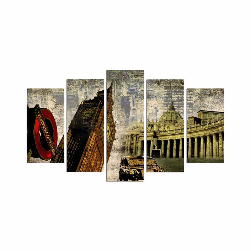 DEKORATIV MDF-MÅLNING 5-Delar 20x60 cm Flerfärgad - Inredning & dekor - Tavlor & konst - Canvastavla