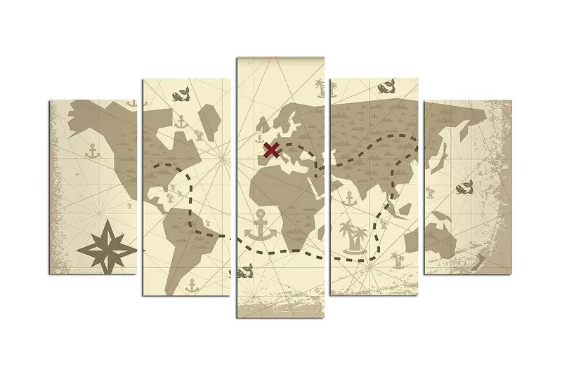 Dekorativ MDF-målning 5-Delar 20x60 cm, Flerfärgad