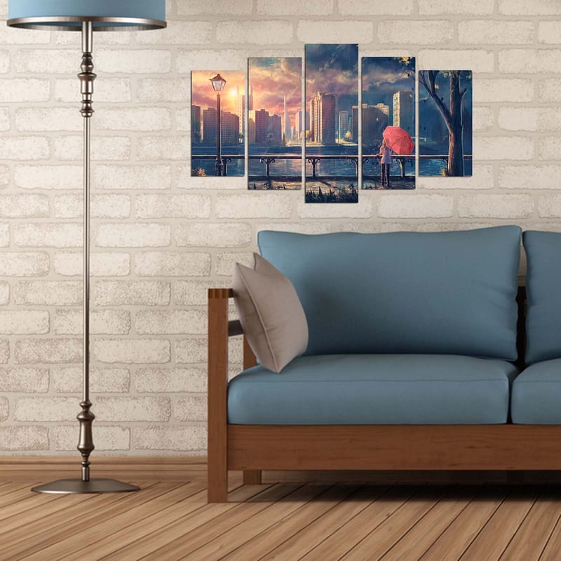 Dekorativ MDF-målning 5-Delar 20x60 cm - Flerfärgad - Inredning & dekor - Tavlor & konst - Canvastavla