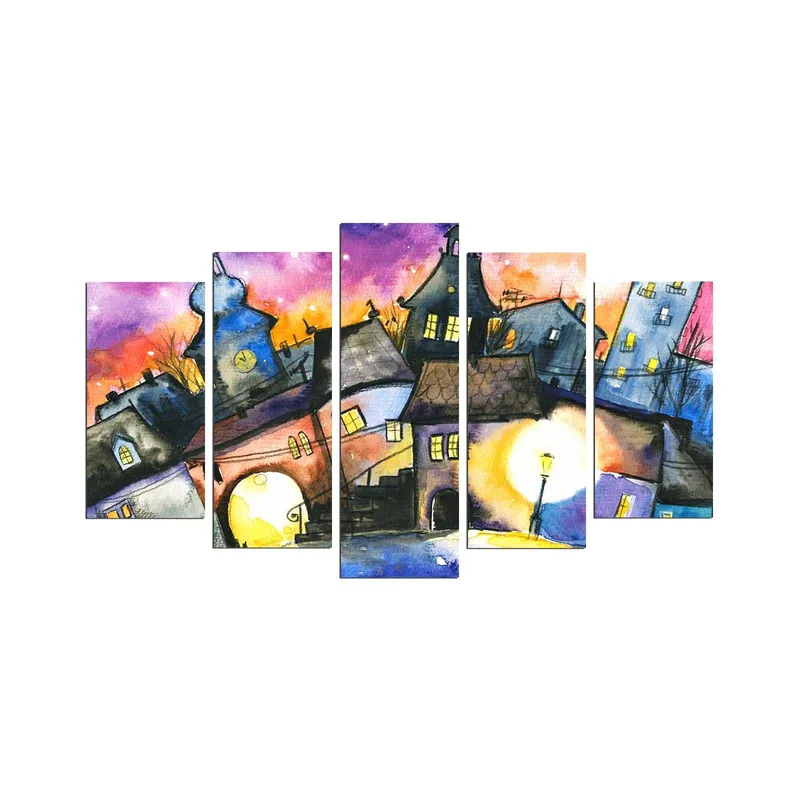 Dekorativ MDF-målning 5-Delar 20x60 cm, Flerfärgad