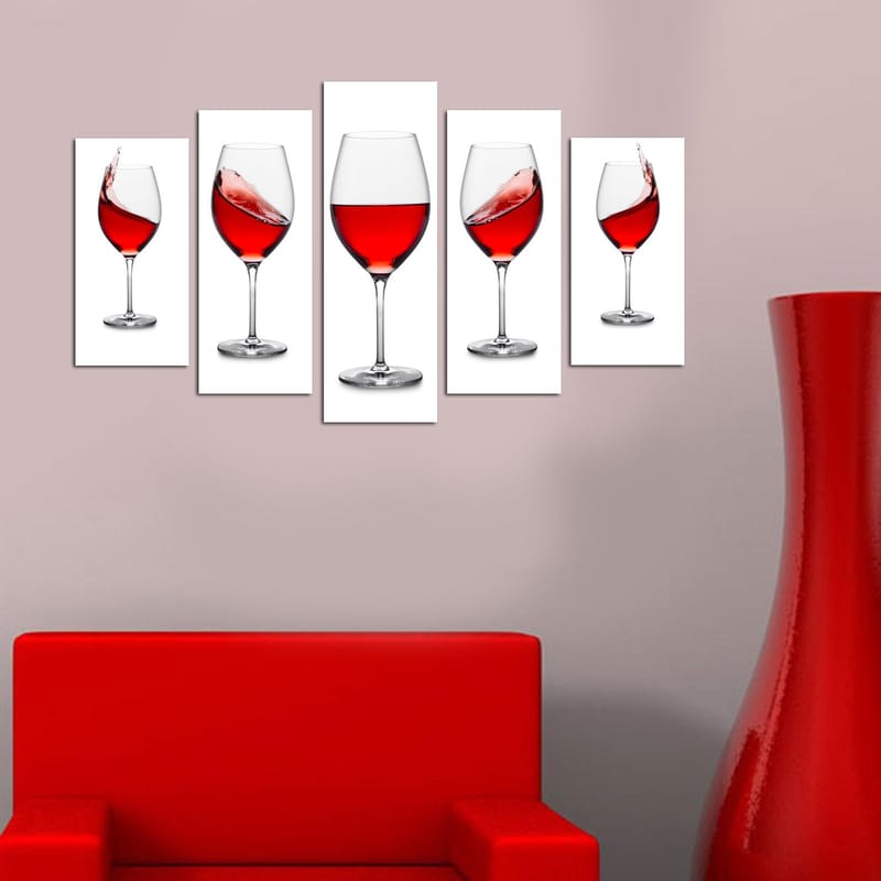 Dekorativ MDF-målning 5-Delar 20x60 cm - Flerfärgad - Inredning & dekor - Tavlor & konst - Canvastavla