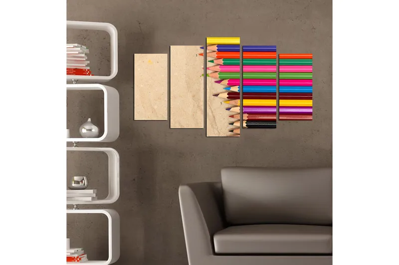 Dekorativ MDF-målning 5-Delar 20x60 cm - Flerfärgad - Inredning & dekor - Tavlor & konst - Canvastavla