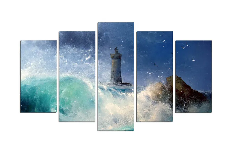 Dekorativ MDF-målning 5-Delar 20x60 cm - Flerfärgad - Inredning & dekor - Tavlor & konst - Canvastavla