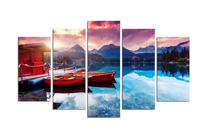 Dekorativ MDF-målning 5-Delar 20x60 cm, Flerfärgad