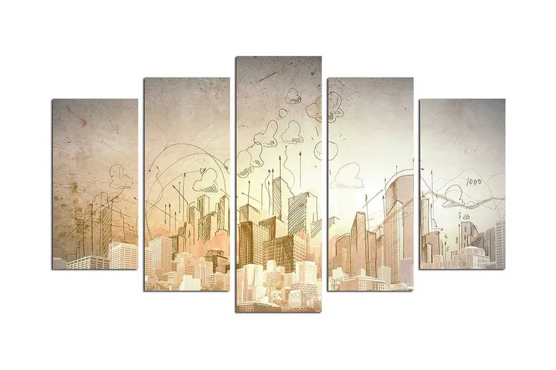 Dekorativ MDF-målning 5 Delar - Flerfärgad - Inredning & dekor - Tavlor & konst - Canvastavla