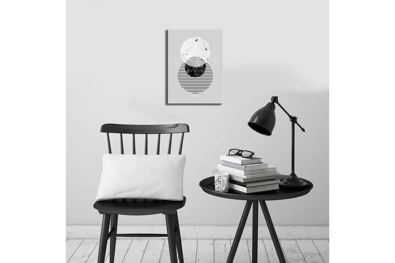 Liten Canvastavla 28x38 cm - Abstrakt komposition med cirklar och trianglar - Svart / Vit / Grå - Inredning & dekor - Tavlor & konst - Canvastavla