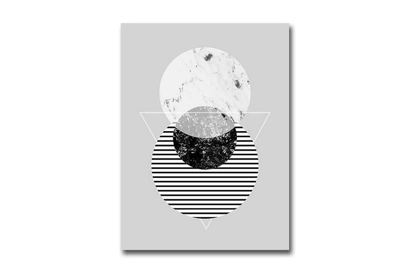 Liten Canvastavla 28x38 cm - Abstrakt komposition med cirklar och trianglar - Svart / Vit / Grå - Inredning & dekor - Tavlor & konst - Canvastavla