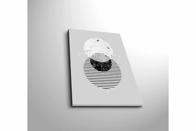 Liten Canvastavla 28x38 cm - Abstrakt komposition med cirklar och trianglar - Svart / Vit / Grå - Inredning & dekor - Tavlor & konst - Canvastavla
