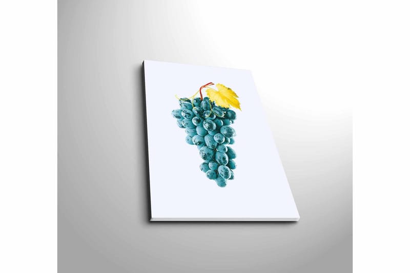 Liten Canvastavla 28x38 cm - Druvklase med en gul bladstjälk - Blå / Gul - Inredning & dekor - Tavlor & konst - Canvastavla
