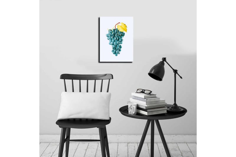 Liten Canvastavla 28x38 cm - Druvklase med en gul bladstjälk - Blå / Gul - Inredning & dekor - Tavlor & konst - Canvastavla