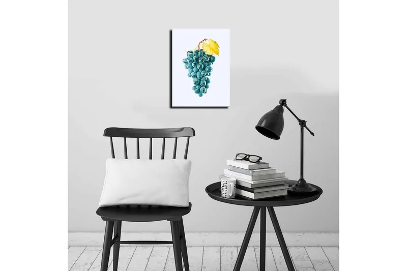 Liten Canvastavla 28x38 cm - Druvklase med en gul bladstjälk - Blå / Gul - Inredning & dekor - Tavlor & konst - Canvastavla