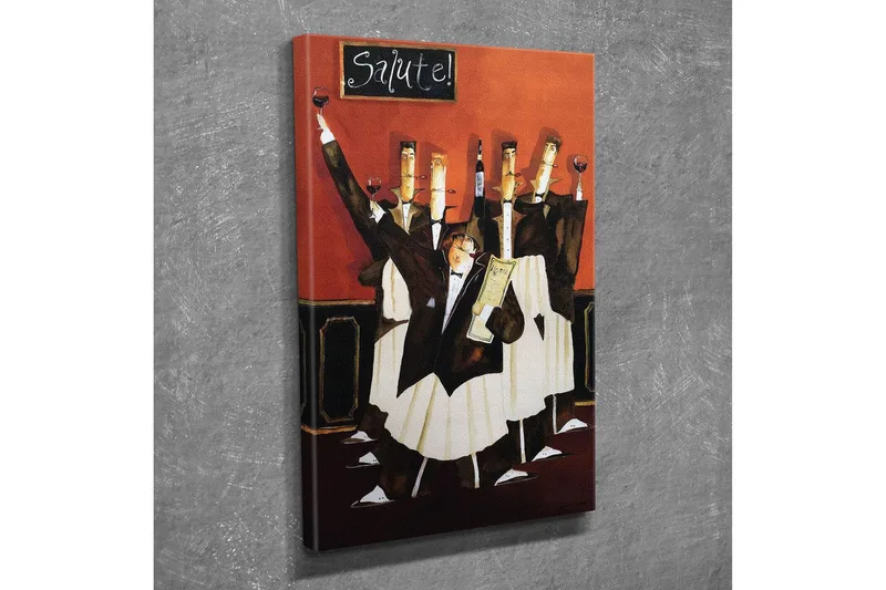 Liten Canvastavla 30x40 cm - Festlig skara av servitörer som skålar med vin i en livlig atmosfär - Röd / Svart / Vit - Inredning & dekor - Tavlor & konst - Canvastavla