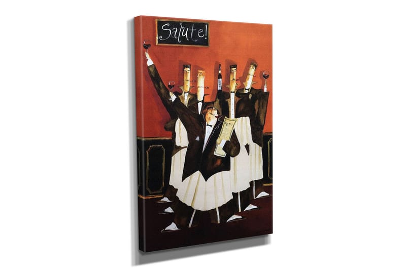 Liten Canvastavla 30x40 cm - Festlig skara av servitörer som skålar med vin i en livlig atmosfär - Röd / Svart / Vit - Inredning & dekor - Tavlor & konst - Canvastavla