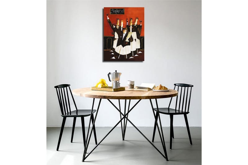 Liten Canvastavla 30x40 cm - Festlig skara av servitörer som skålar med vin i en livlig atmosfär - Röd / Svart / Vit - Inredning & dekor - Tavlor & konst - Canvastavla