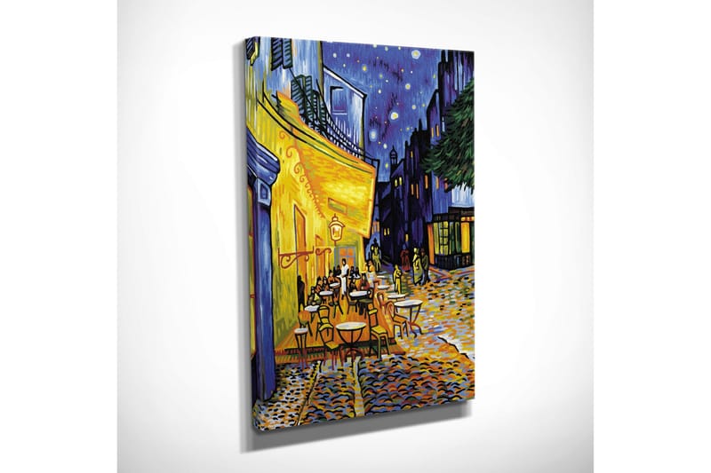 Liten Canvastavla 30x40 cm - Livlig uteservering under stjärnklara nätter - Gult / Blått / Mörkgrönt - Inredning & dekor - Tavlor & konst - Canvastavla