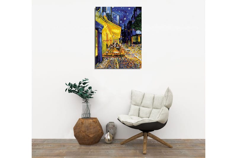 Liten Canvastavla 30x40 cm - Livlig uteservering under stjärnklara nätter - Gult / Blått / Mörkgrönt - Inredning & dekor - Tavlor & konst - Canvastavla