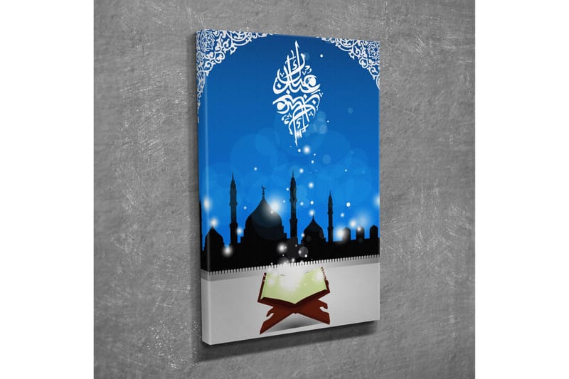 Liten Canvastavla 30x40 cm - Silhuett av moskéer mot en stjärnklar himmel - Mörkblå / Svart / Vit - Inredning & dekor - Tavlor & konst - Canvastavla