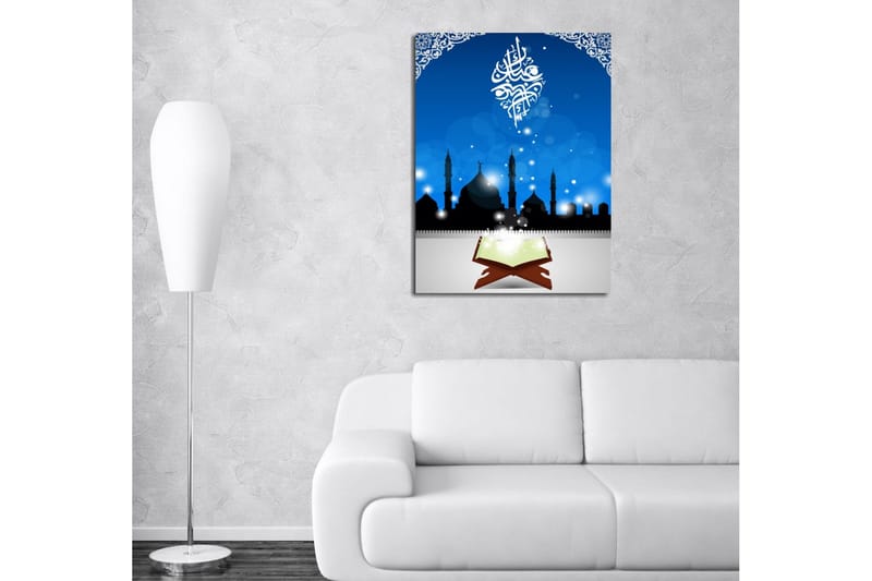 Liten Canvastavla 30x40 cm - Silhuett av moskéer mot en stjärnklar himmel - Mörkblå / Svart / Vit - Inredning & dekor - Tavlor & konst - Canvastavla