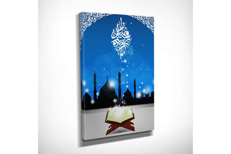 Liten Canvastavla 30x40 cm - Silhuett av moskéer mot en stjärnklar himmel - Mörkblå / Svart / Vit - Inredning & dekor - Tavlor & konst - Canvastavla