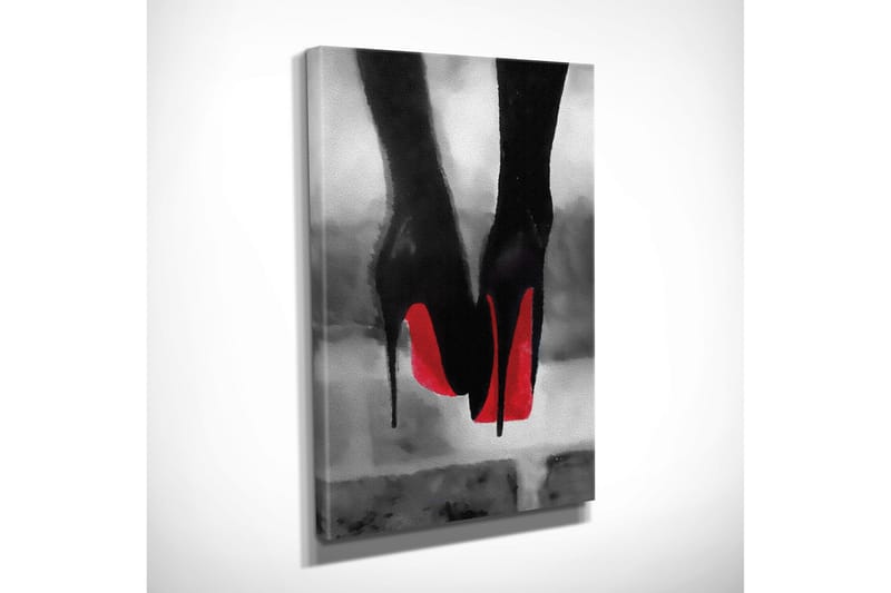 Liten Canvastavla 30x40 cm - Svart högklackad sko med röd sula - Svart / Röd - Inredning & dekor - Tavlor & konst - Canvastavla