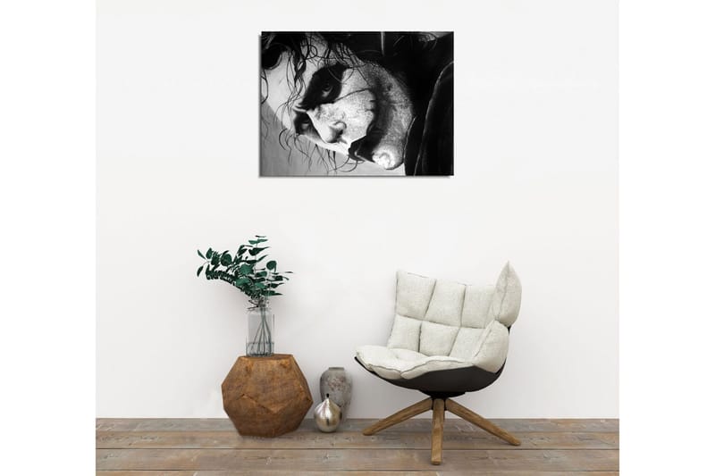 Liten Canvastavla 40x30 cm - Intensivt porträtt av en skrämmande karaktär med dramatiska uttryck - Svart / Vit / Grå - Inredning & dekor - Tavlor & konst - Canvastavla